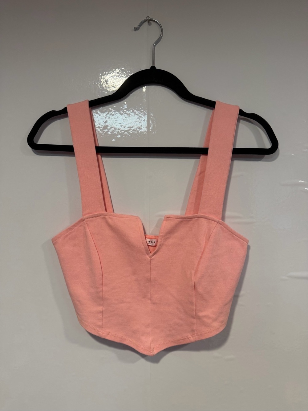 Blue Blush Structured Square-Neck Crop Tank Top - Pink